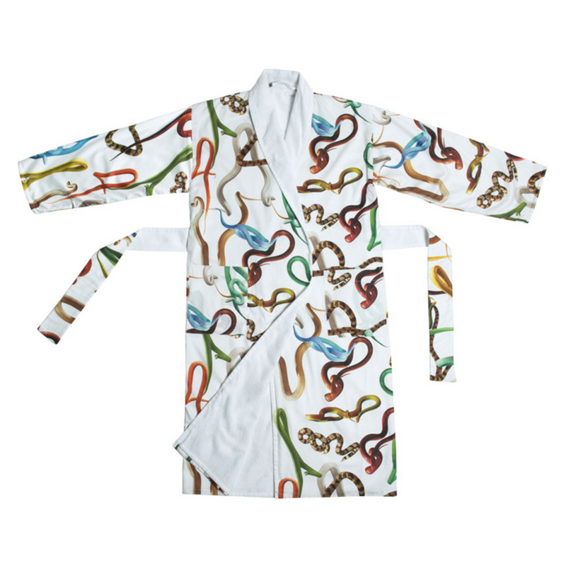 BATHROBE SUIT "WHITE WITH SNAKES "S/M"