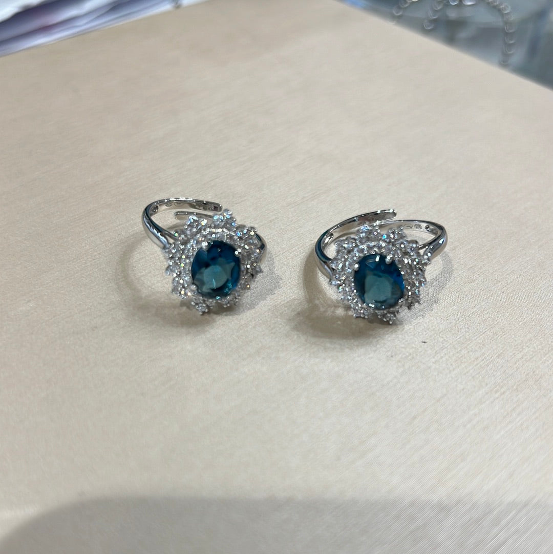 Anello Argento Placcato Con Peridoto Naturale E Fiore Ovale, Pietra Verde, Misura 7-9, Regalo Donna - Foto 2